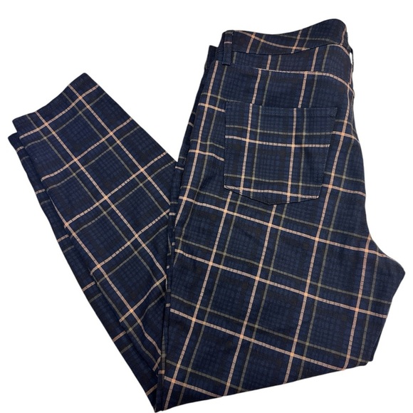 Talbots Petites Navy Orange/Sage Windowpane Five Pocket Rayon Jeans Fall 10P - Picture 1 of 7